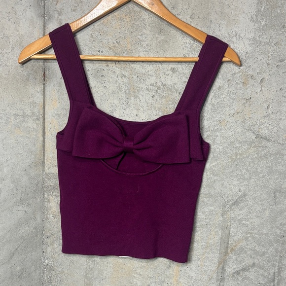 Maeve Anthropologie Deep Purple Bow-Back Tank Top - Picture 5 of 9